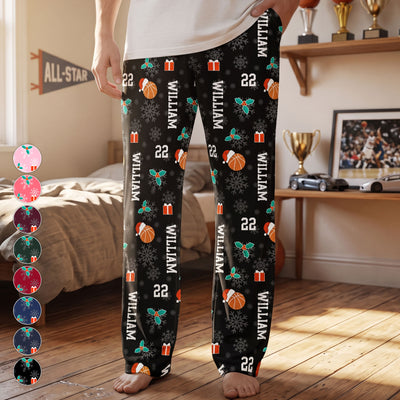 Christmas Gift Custom Name & Number For Basketball Lovers - Personalized Lounge Pants