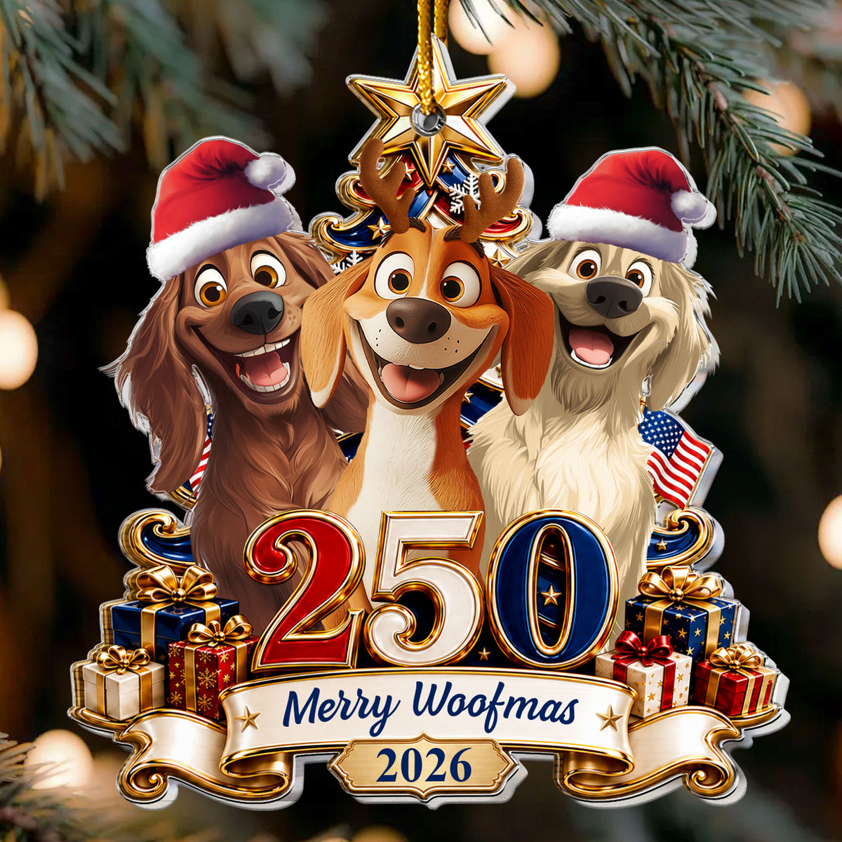 Christmas-Gift-For-Dog-Lover,-American-250Th-Anniversary-Holiday-Keepsake-Personalized-Ornament-2
