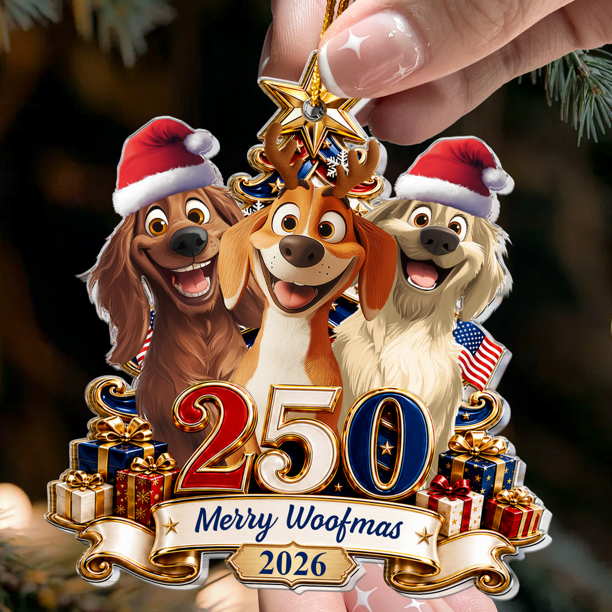 Christmas-Gift-For-Dog-Lover,-American-250Th-Anniversary-Holiday-Keepsake-Personalized-Ornament-3