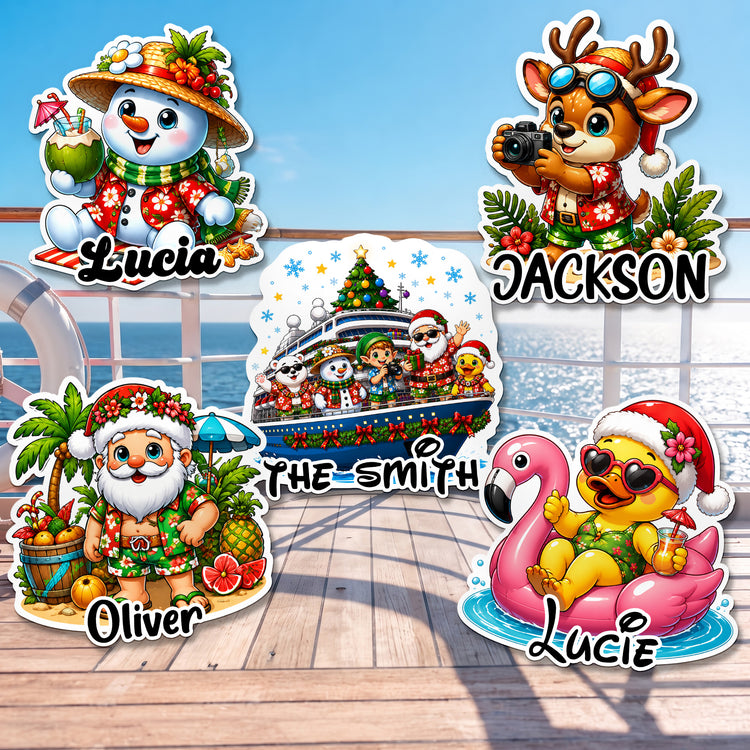 Christmas-In-July-Trip-Cruise-Door-Stateroom-Decor-Xmas-Santa-In-Summer-Personalized-Magnet-2