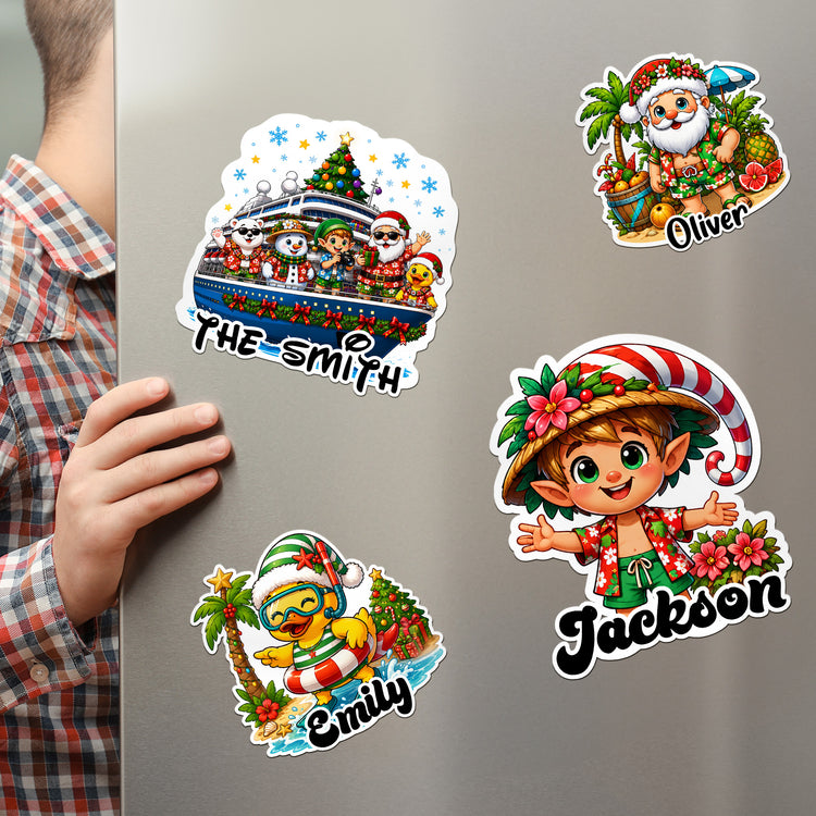 Christmas-In-July-Trip-Cruise-Door-Stateroom-Decor-Xmas-Santa-In-Summer-Personalized-Magnet-4