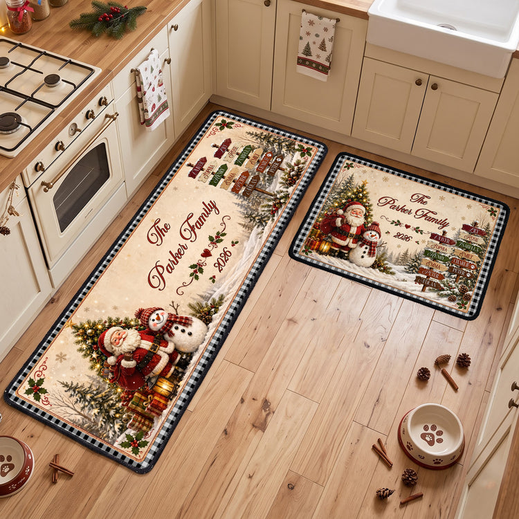 Christmas-Santa-&-Snowman-Festive-Custom-Family-Name-Personalized-Runner-Rug4