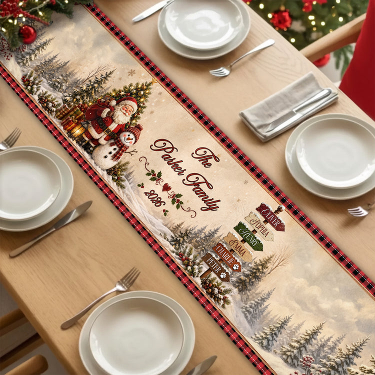 Christmas-Santa-&-Snowman-Festive-Custom-Family-Name-Personalized-Table-Runner1