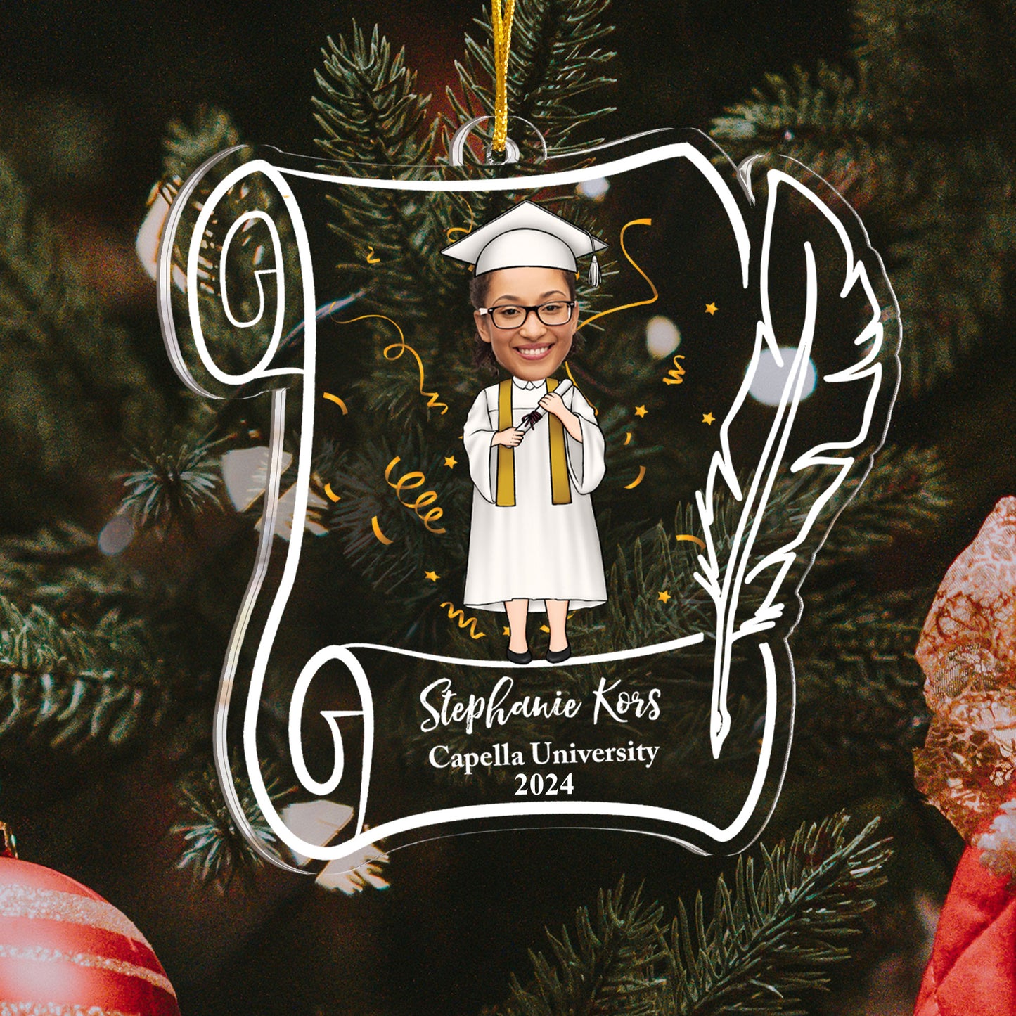 Class Of 2024 - Personalized Paper Shaped Acrylic Ornament