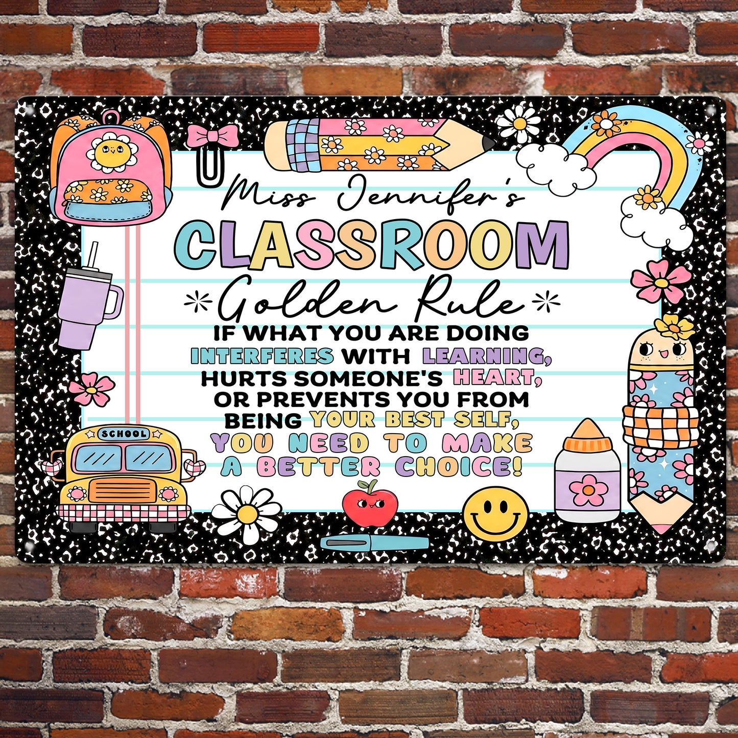 Classroom Golden Rule - Personalized Metal Sign