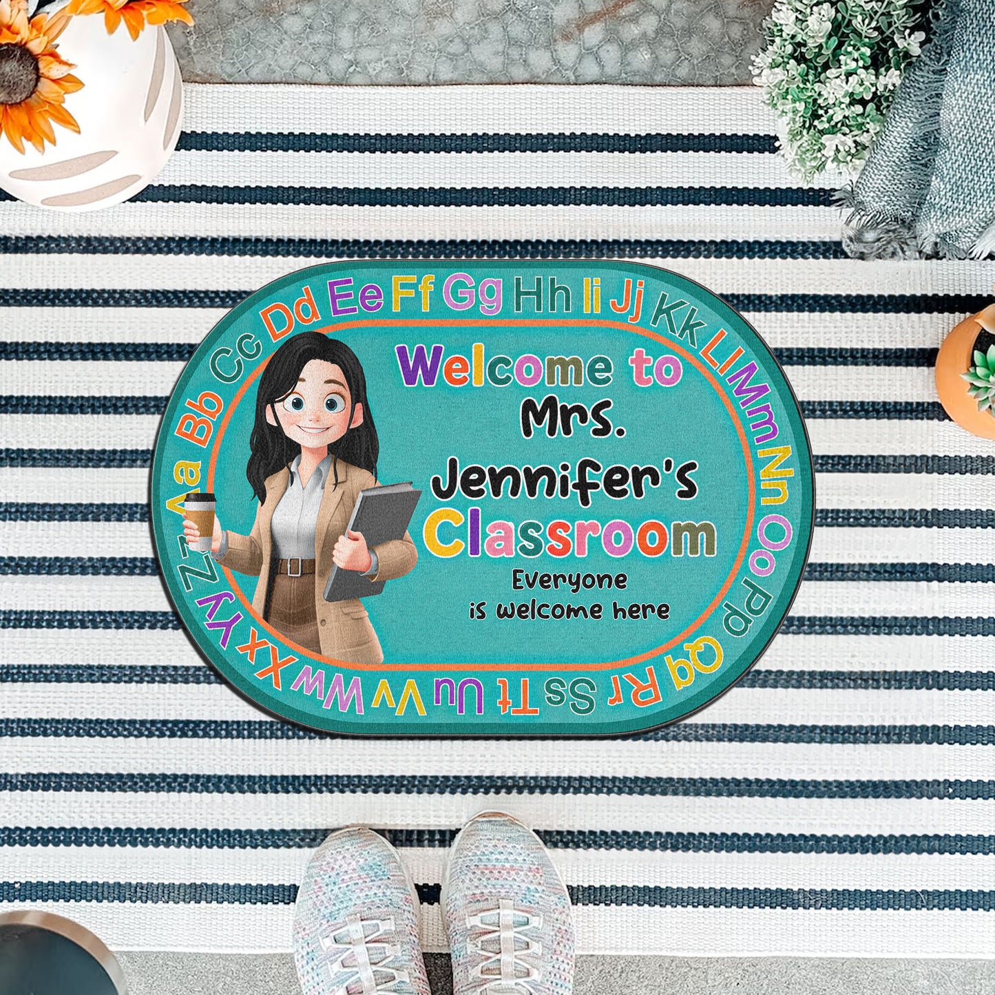 Classroom-Everyone-Is-Welcome-Back-To-School-Personalized-Doormat-1