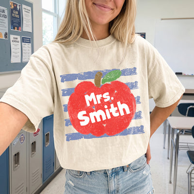Coastal Apple Stripes Gift For Teacher - Personalized Shirt