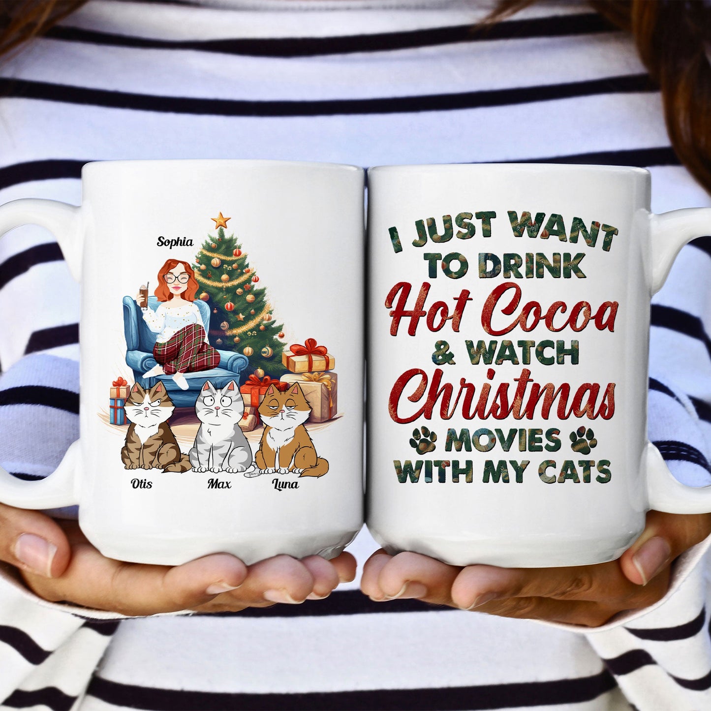 Cocoa, Christmas Movies & My Cat - Personalized Mug