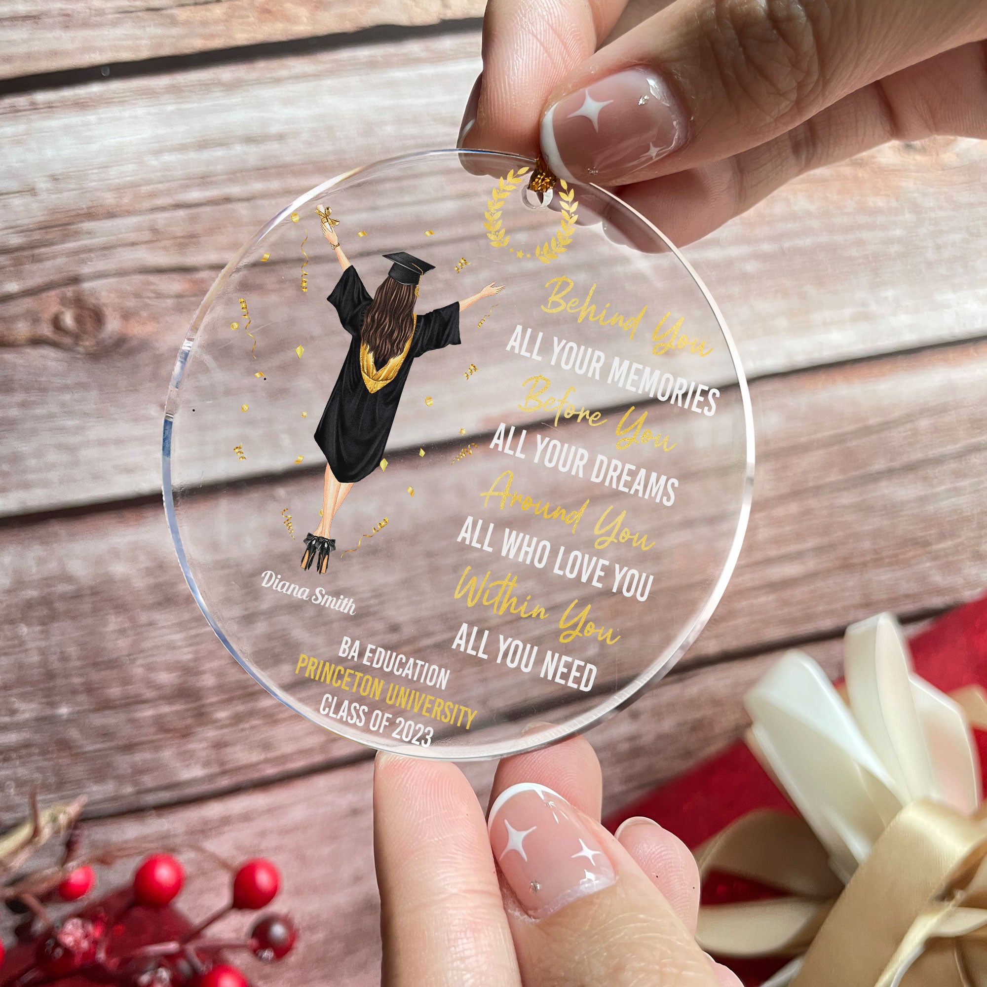 College High School Graduation Class Of 2023 - Personalized Circle Acrylic Ornament