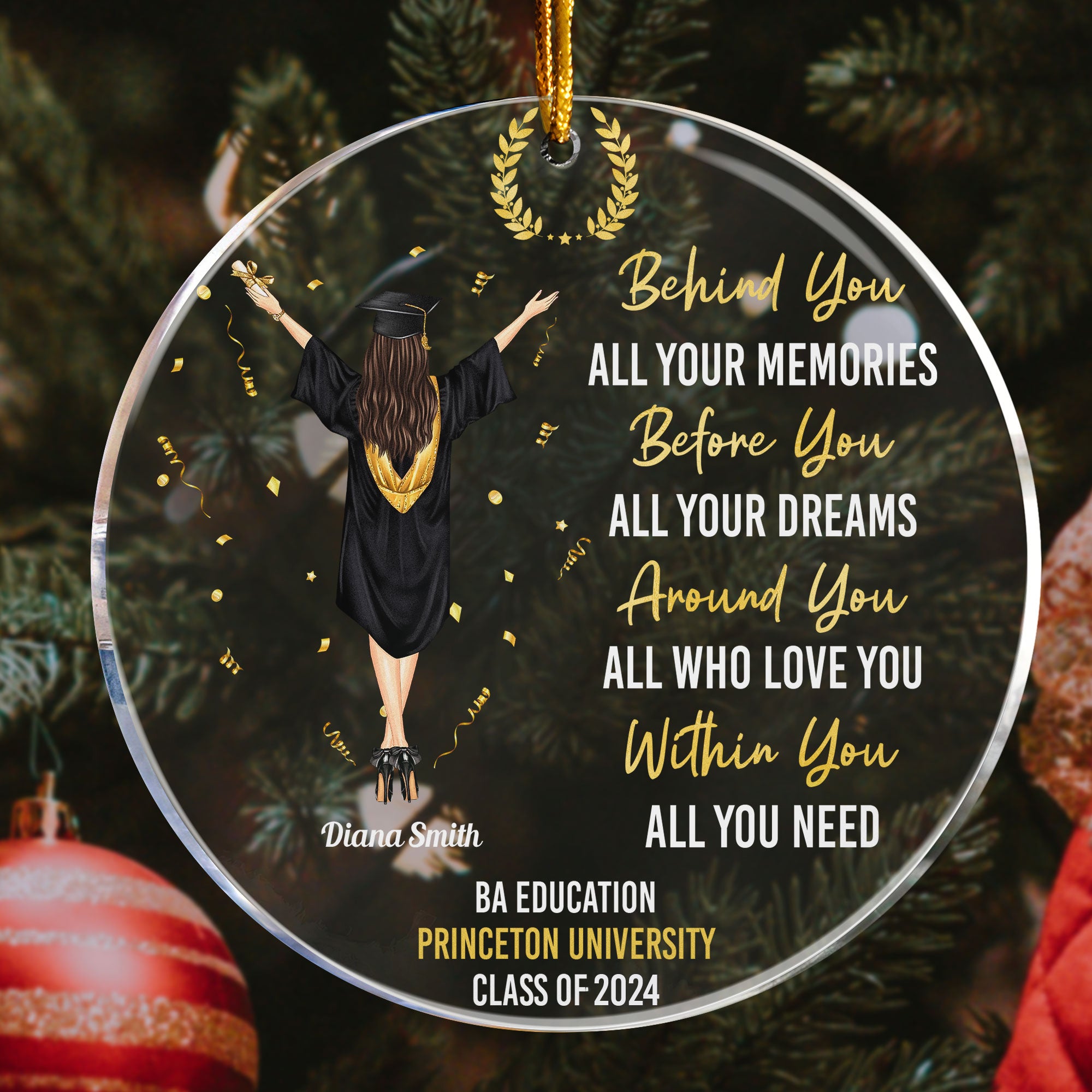 College High School Graduation Class Of 2024 - Personalized Circle Acrylic Ornament