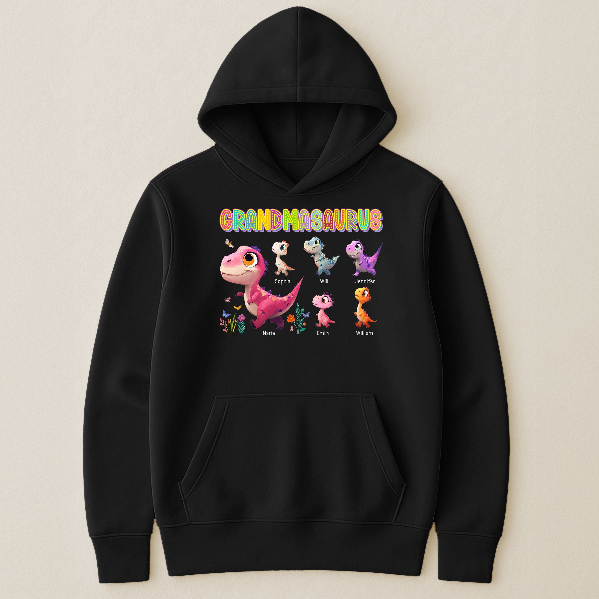 Colorful Grandmasaurus And Little Dinosaurs - Personalized Shirt