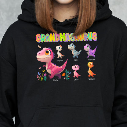 Colorful Grandmasaurus And Little Dinosaurs - Personalized Shirt