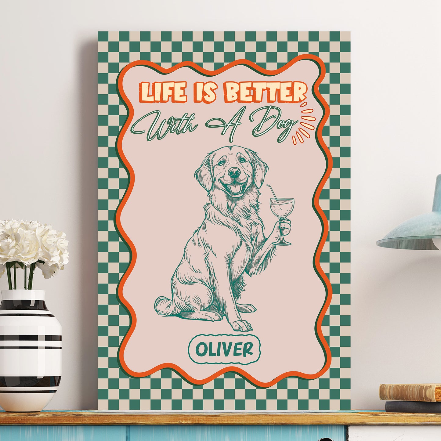 Colorful Trendy Life Is Better With A Dog - Personalized Poster