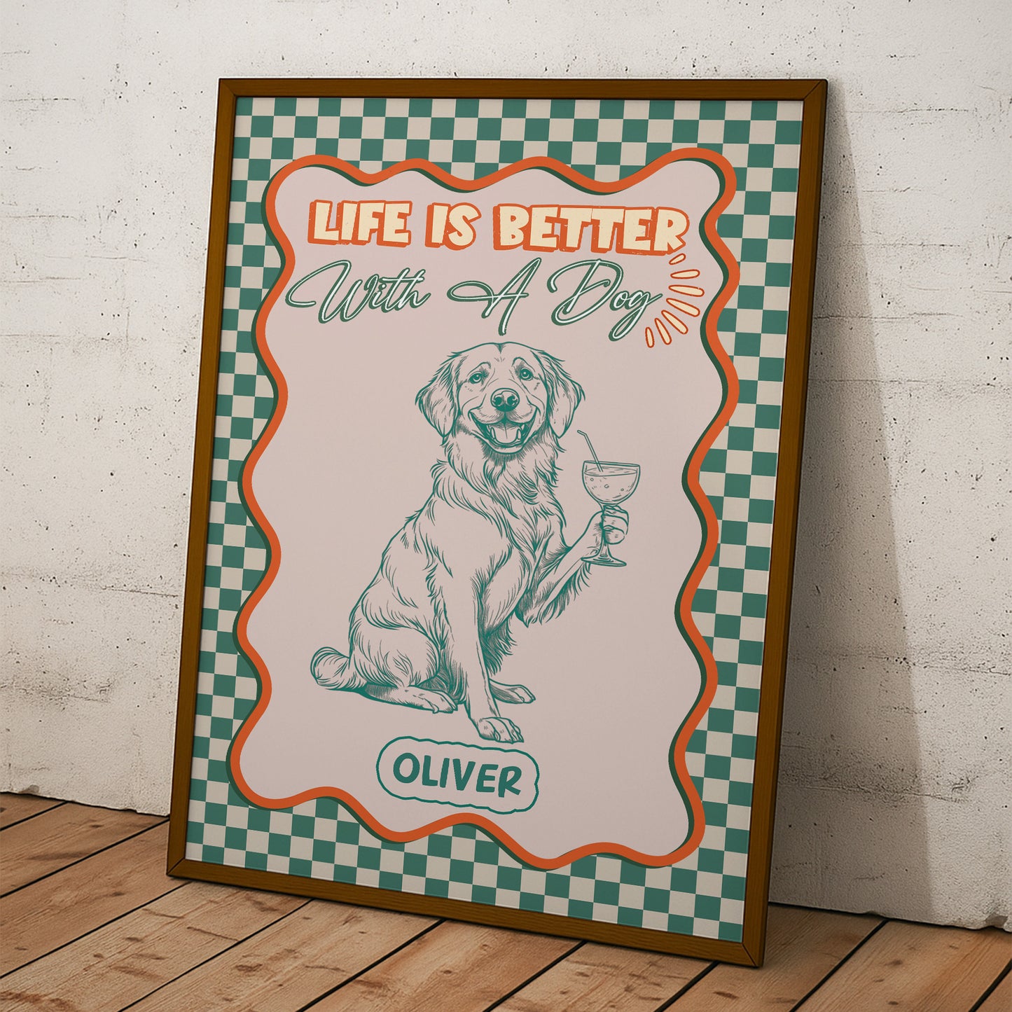Colorful Trendy Life Is Better With A Dog - Personalized Poster