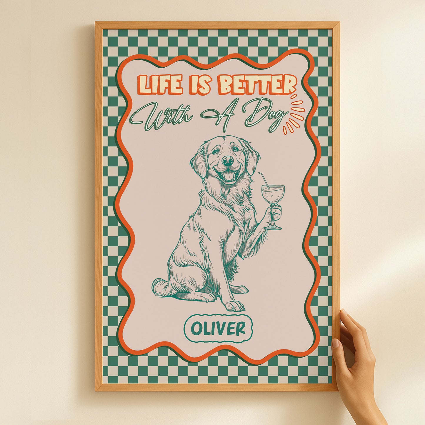 Colorful Trendy Life Is Better With A Dog - Personalized Poster