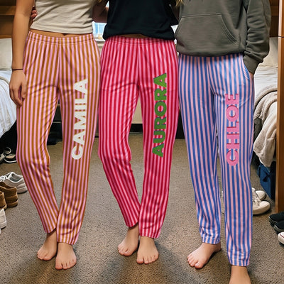 Colorful Stripe With Name - Personalized Lounge Pants