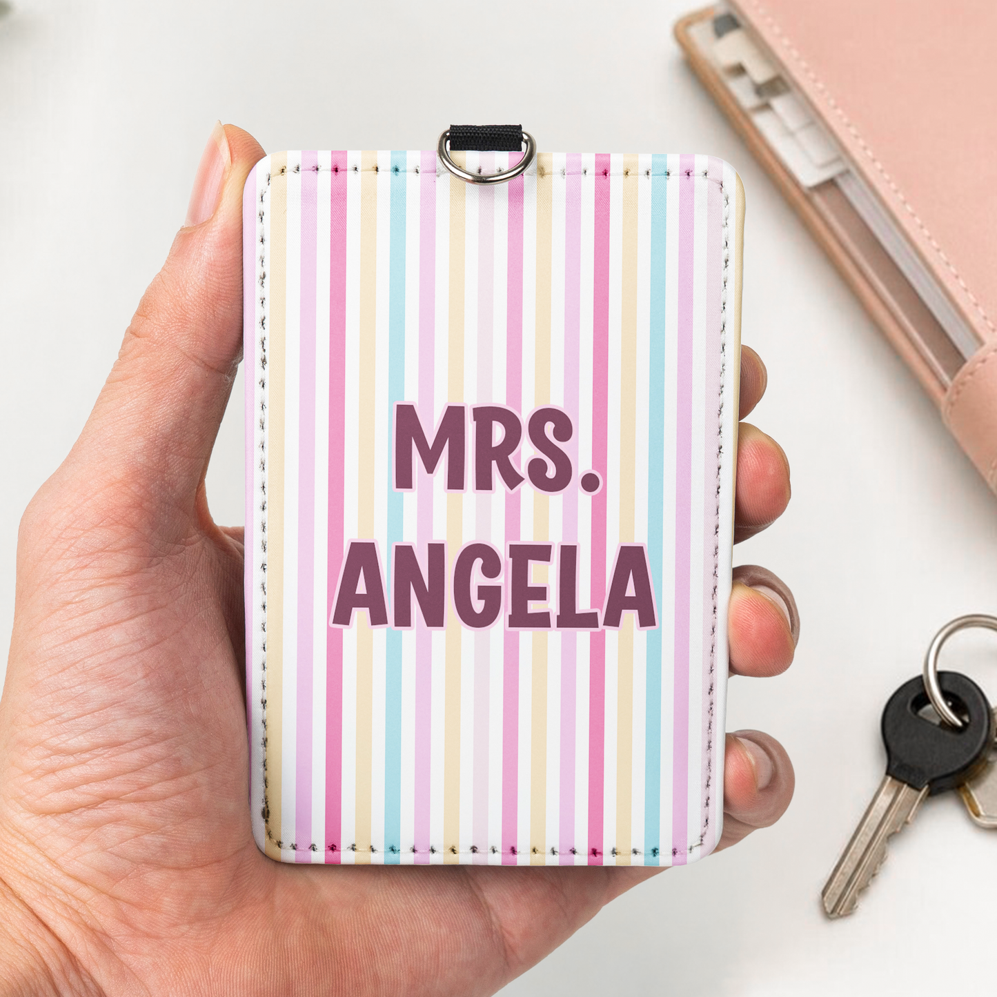 Colorful-Stripes-Gift-For-Teacher-Coworker-Friend-Personalized-Badge-Holder-3