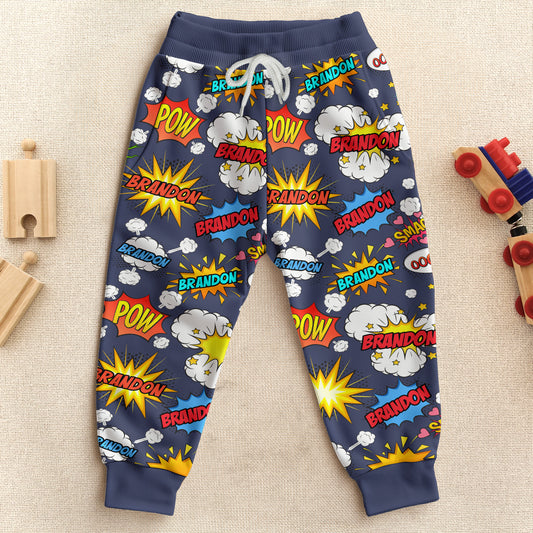 Comic Style Custom Kid Name - Personalized Sweatpants