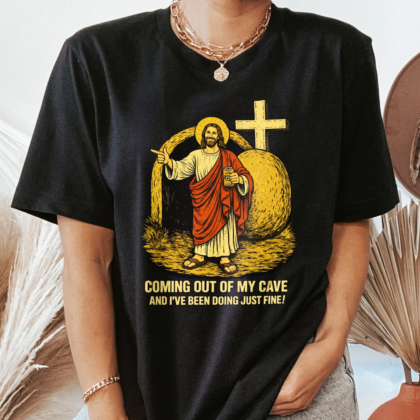 Coming-Out-Of-My-Cave-Funny-Jesus-Easter-Meme-Personalized-Shirt-2