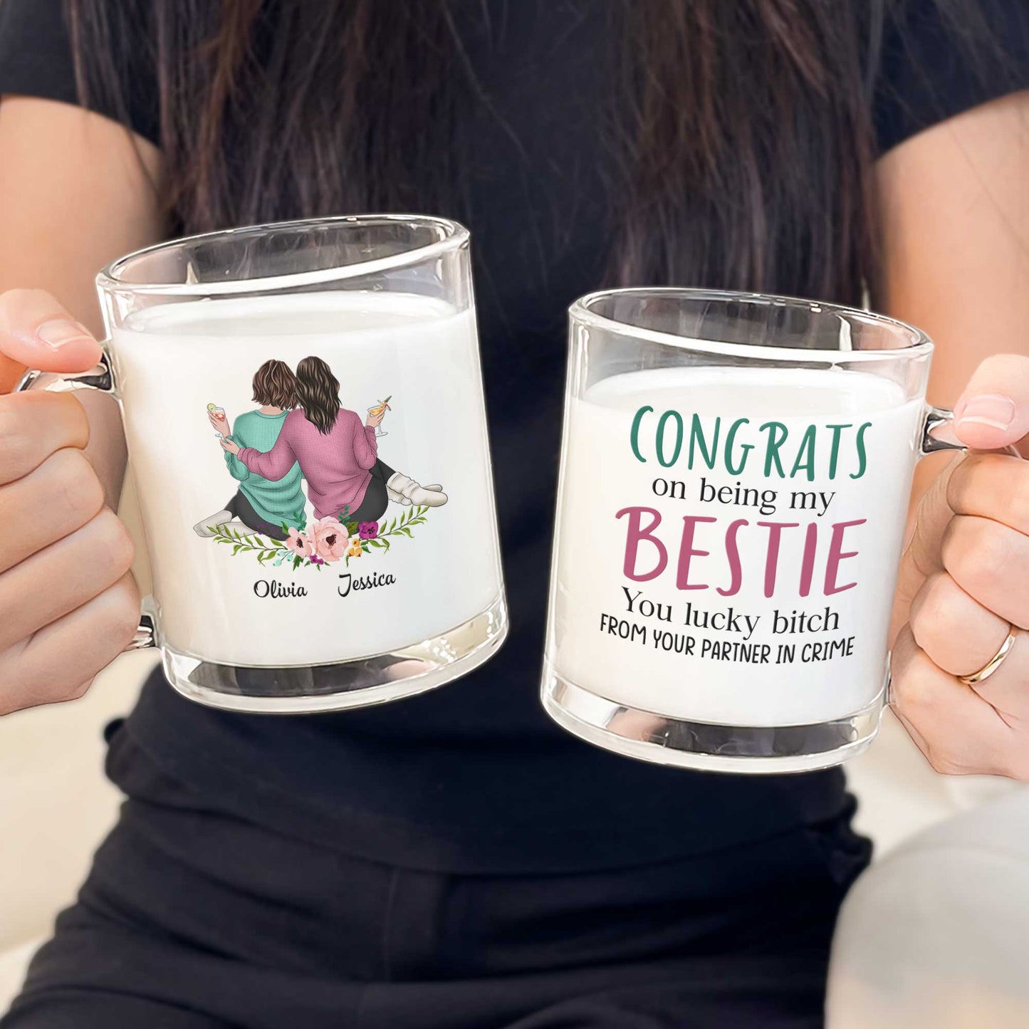 Congrats On Being My Bestie - Personalized Glass Mug