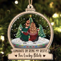 Congrats Bestie You Lucky - Personalized Wood And Acrylic Ornament