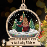Congrats Bestie You Lucky - Personalized Wood And Acrylic Ornament