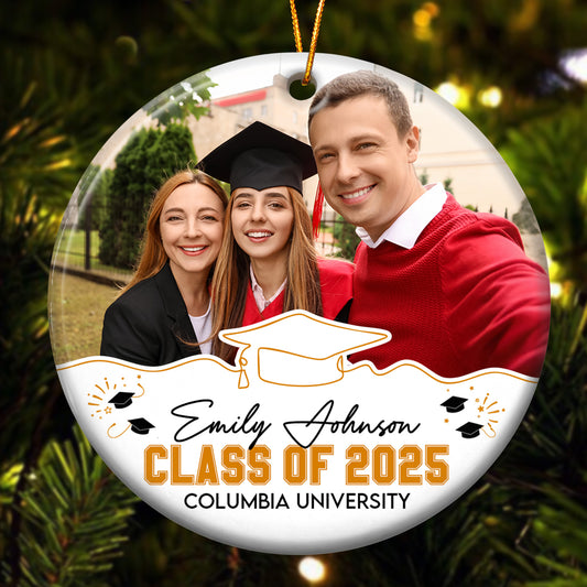 Congrats Graduation Gift - Personalized Ceramic Photo Ornament