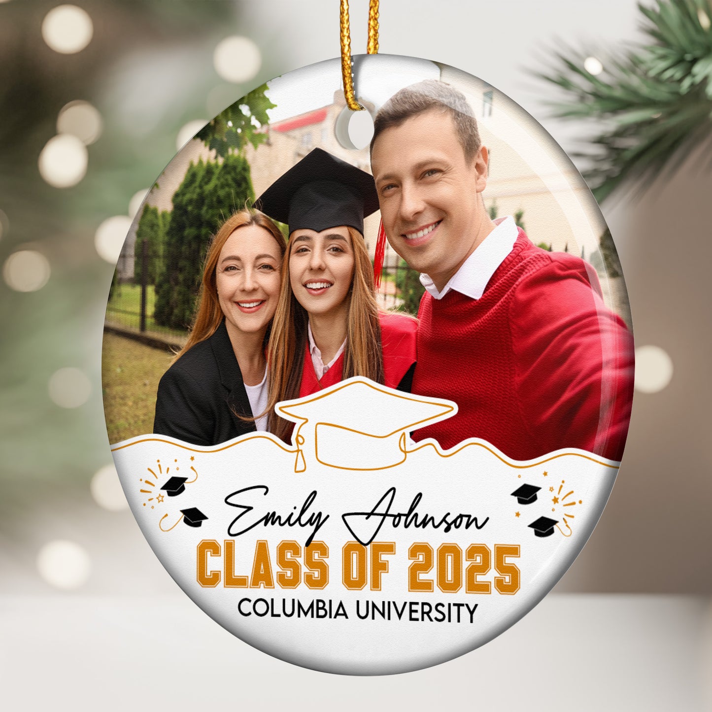 Congrats Graduation Gift - Personalized Ceramic Photo Ornament