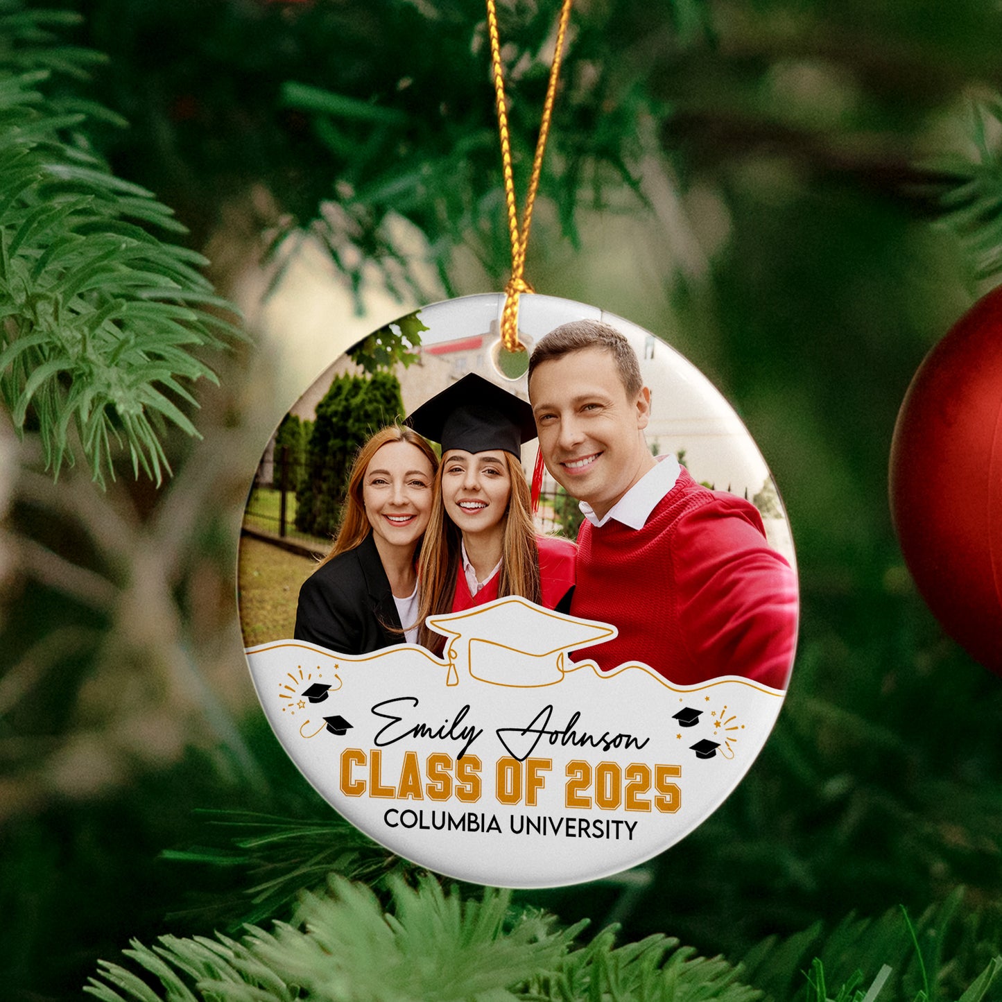 Congrats Graduation Gift - Personalized Ceramic Photo Ornament