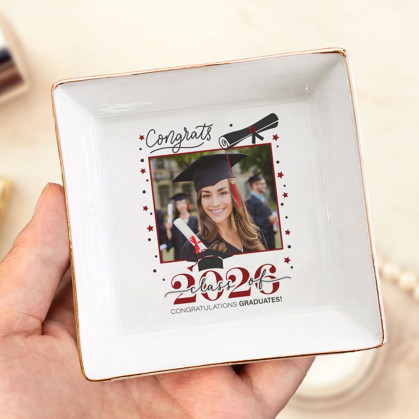 Congrats Graduation - Personalized Photo Jewelry Dish