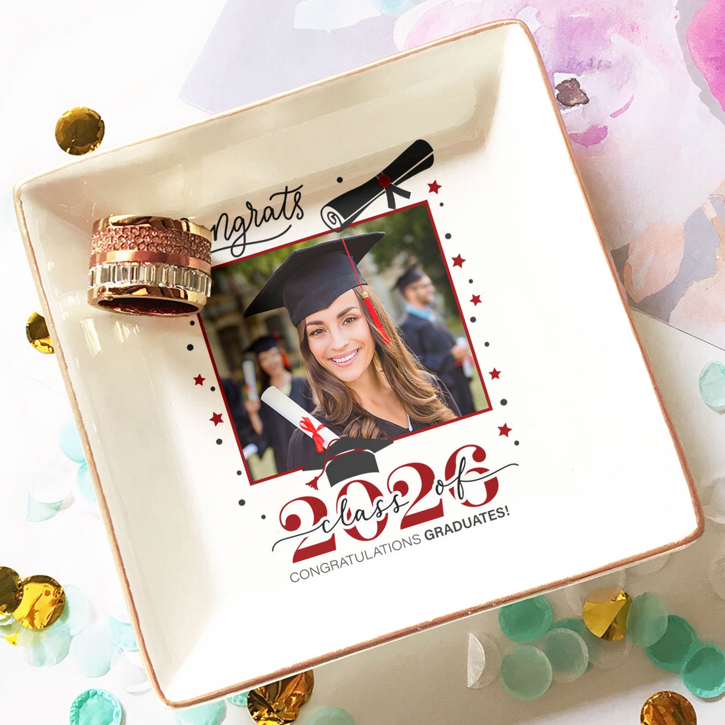 Congrats Graduation - Personalized Photo Jewelry Dish