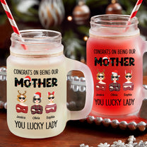 Congrats Mom - Personalized Mason Jar Cup With Straw