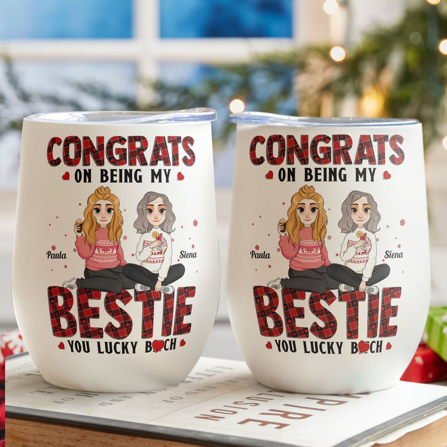 Congrats On Being My Bestie Friendship Gift - Personalized Wine Tumbler