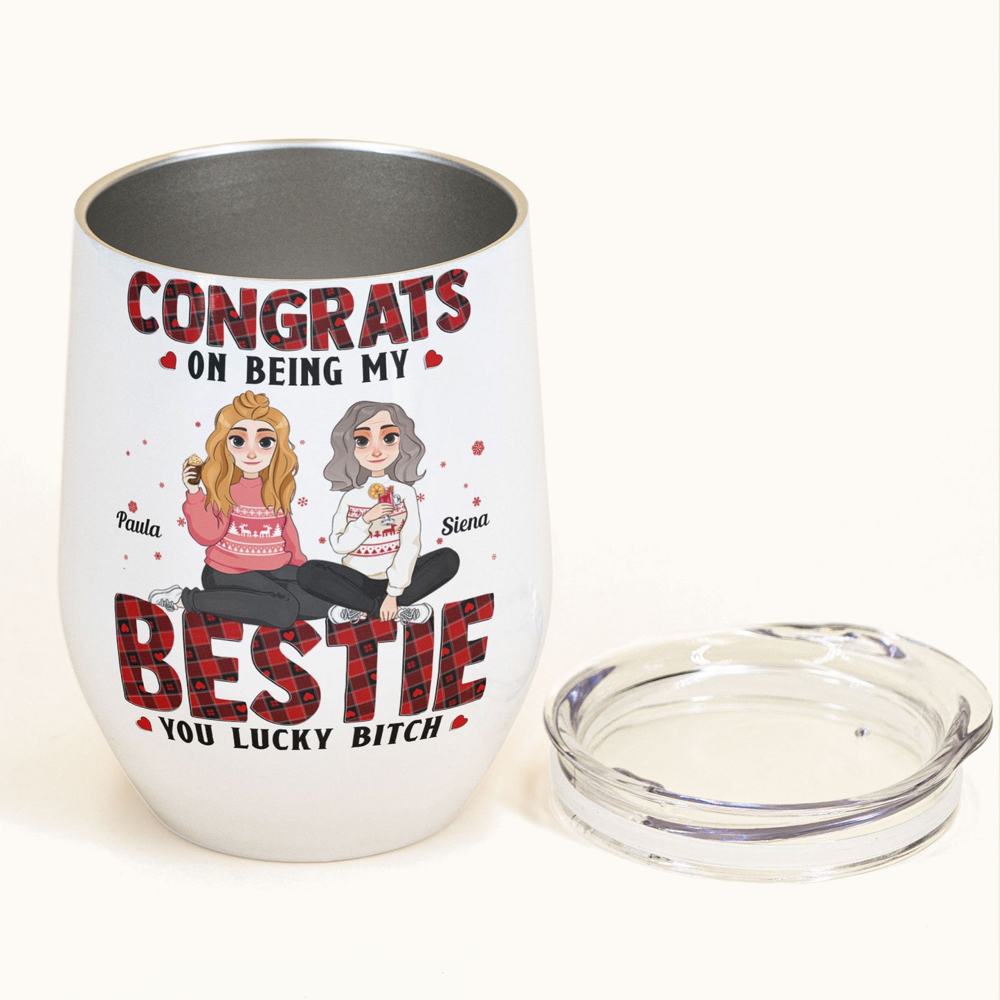 Congrats On Being My Bestie Friendship Gift - Personalized Wine Tumbler