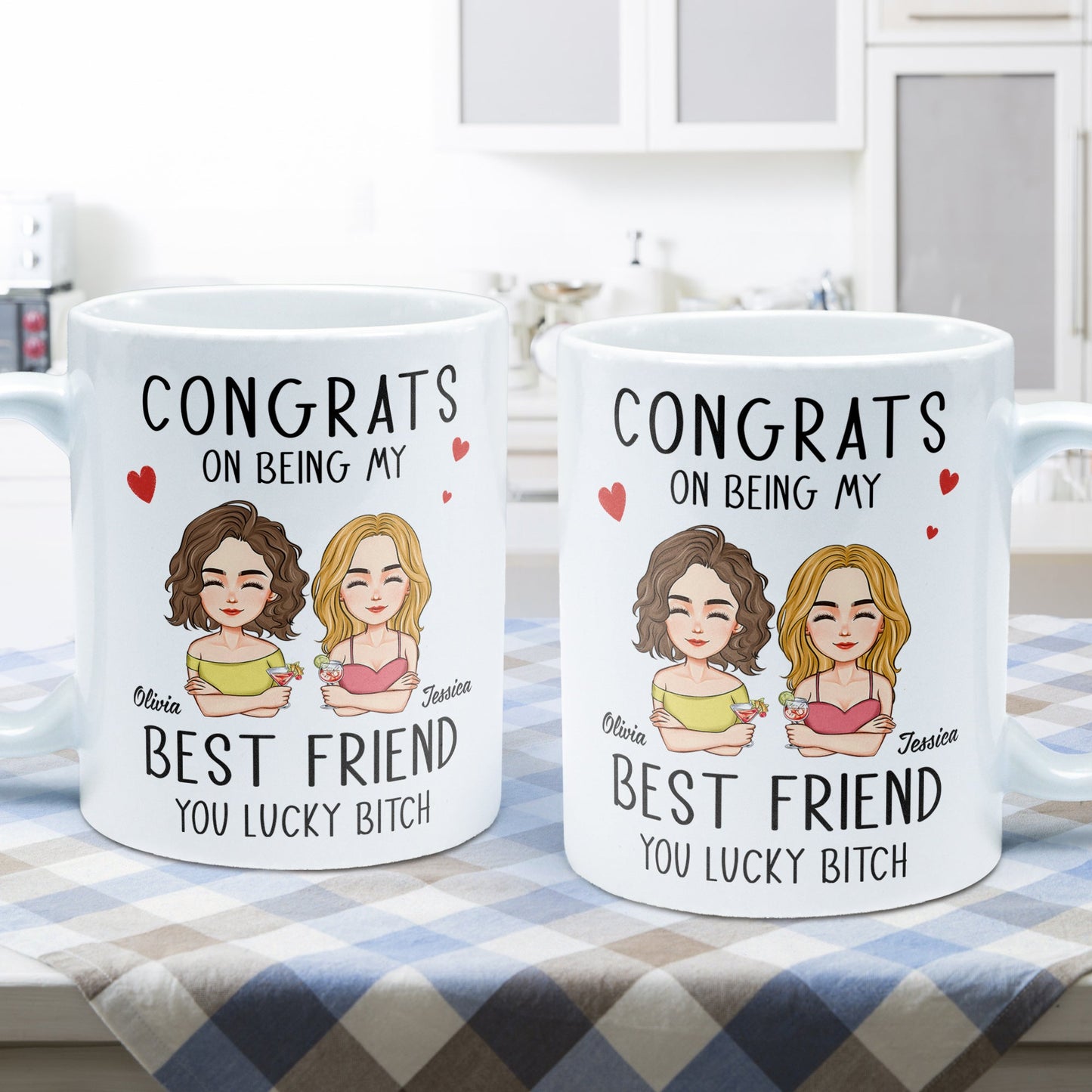 Congrats On Being My Bestie - Personalized Accent Mug