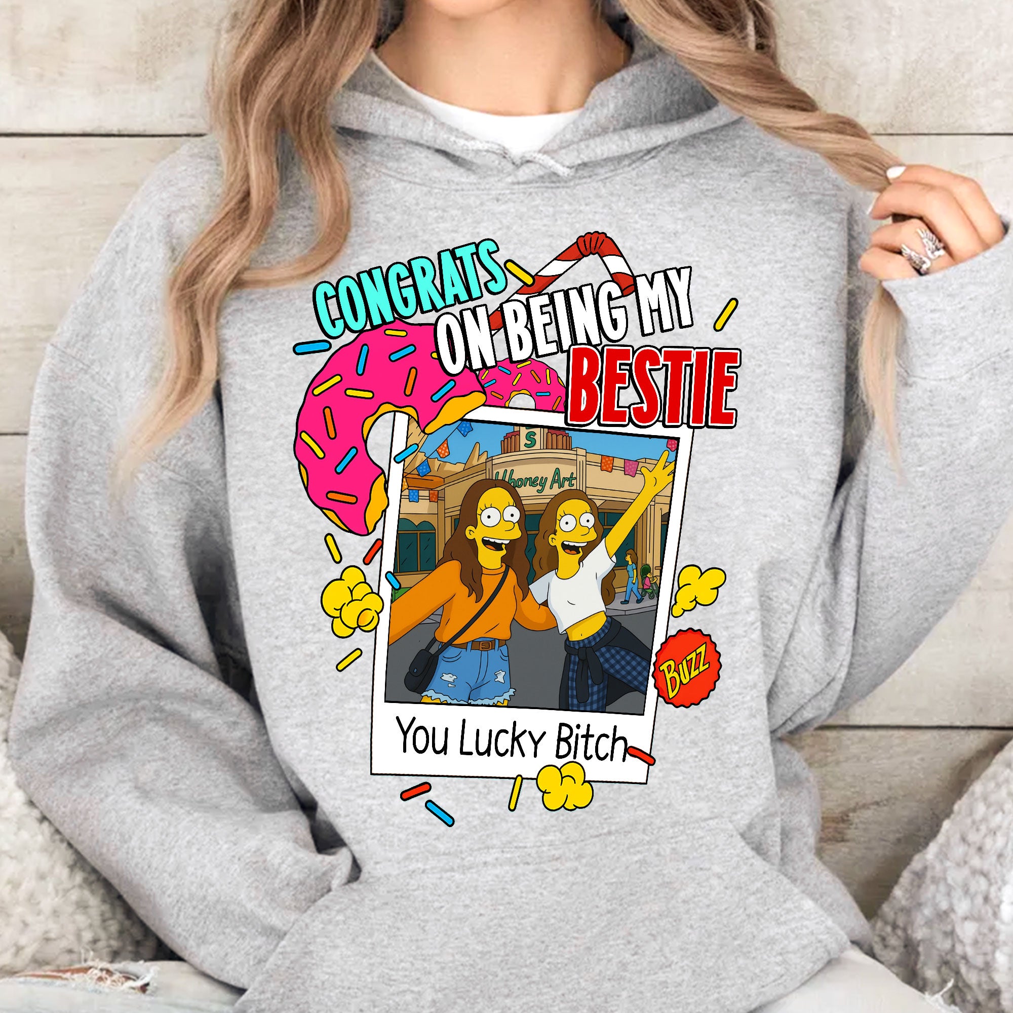 Congrats On Being My Bestie Simpsonized Portrait - Personalized Photo Shirt