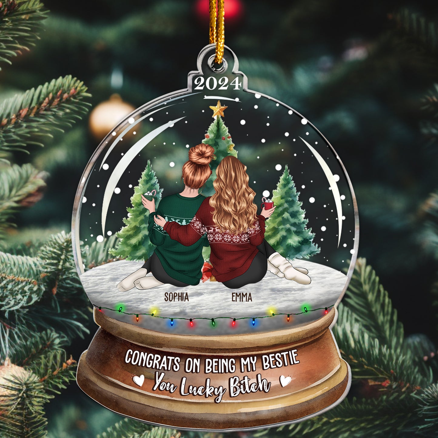 Congrats On Being My Bestie Snow Globe Style - Personalized Acrylic Ornament