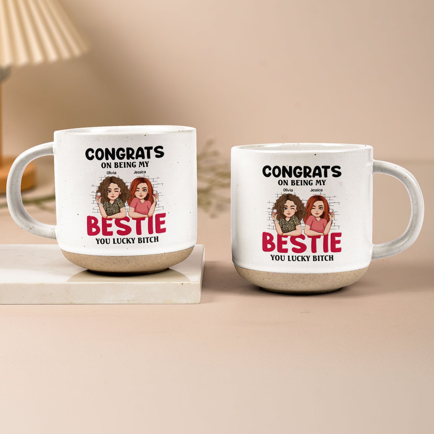 Congrats On Being My Bestie, Sister - Personalized Pottery Mug