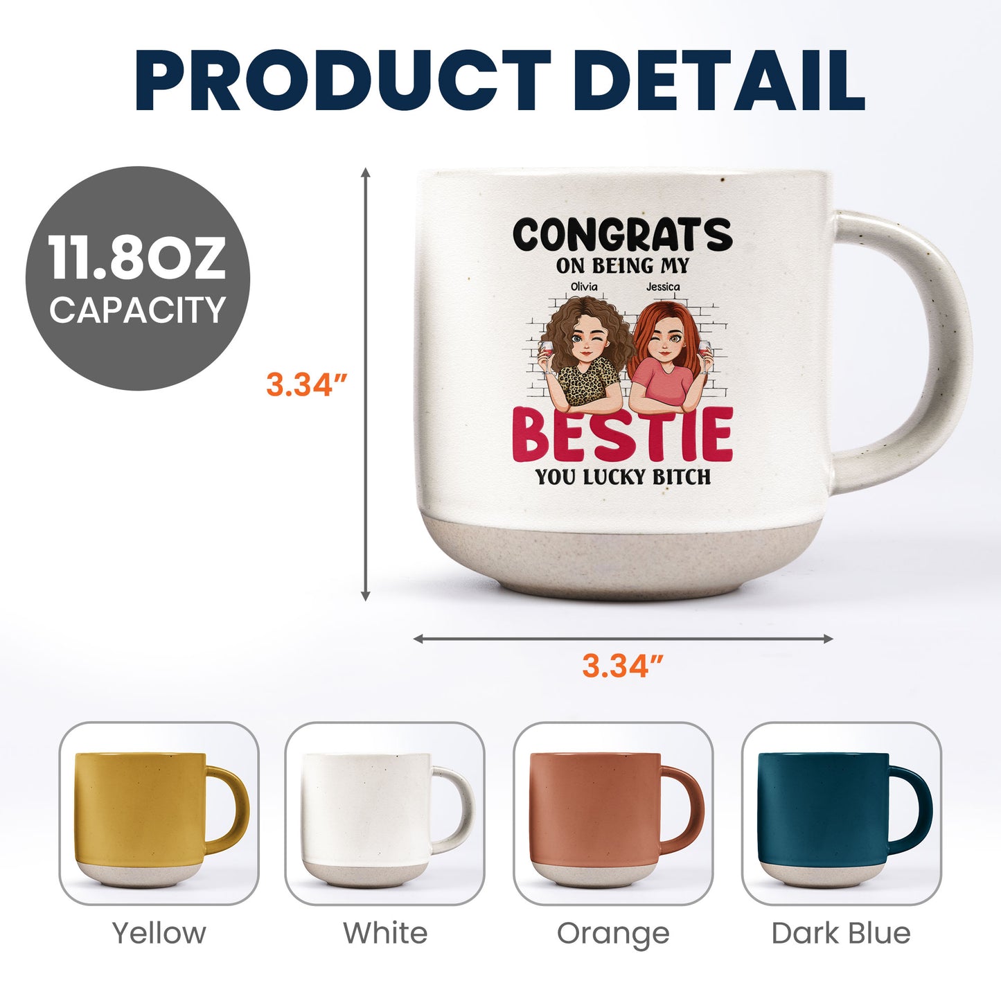 Congrats On Being My Bestie, Sister - Personalized Pottery Mug