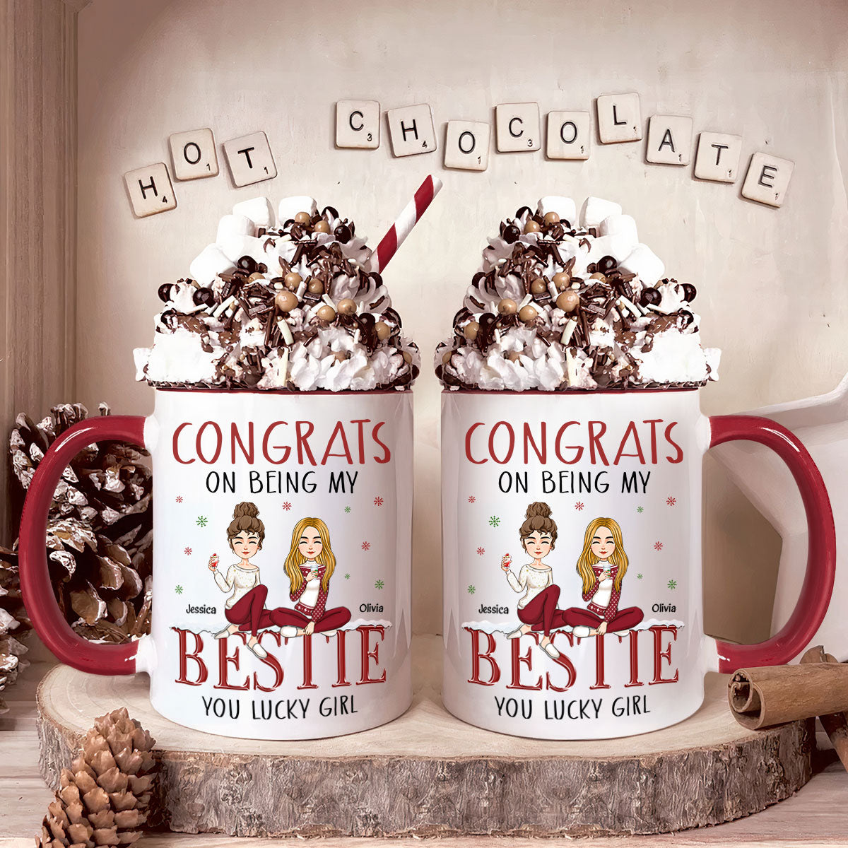 Congrats On Being My Besties - Personalized Accent Mug