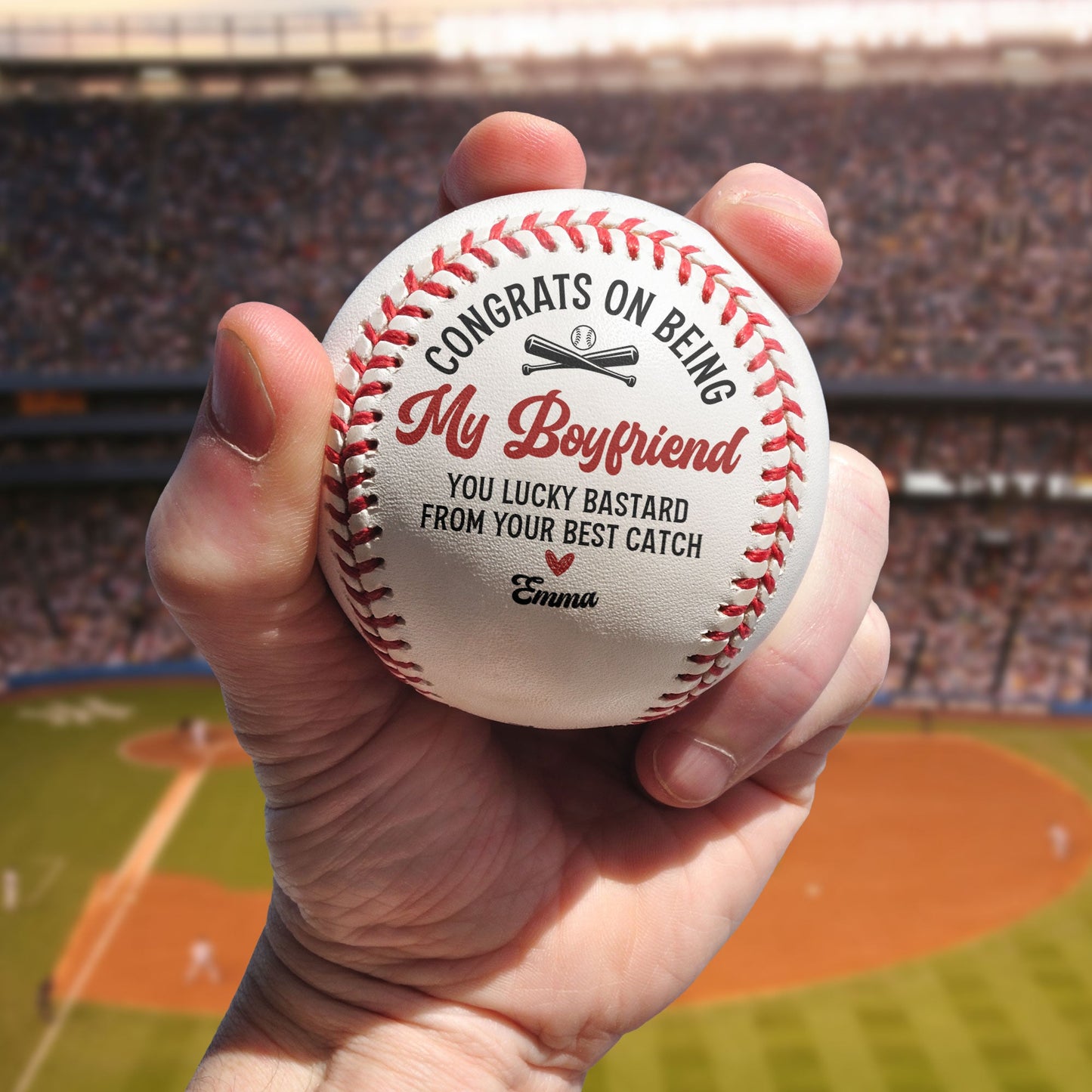 Congrats On Being My Boyfriend From Your Best Catch - Personalized Baseball