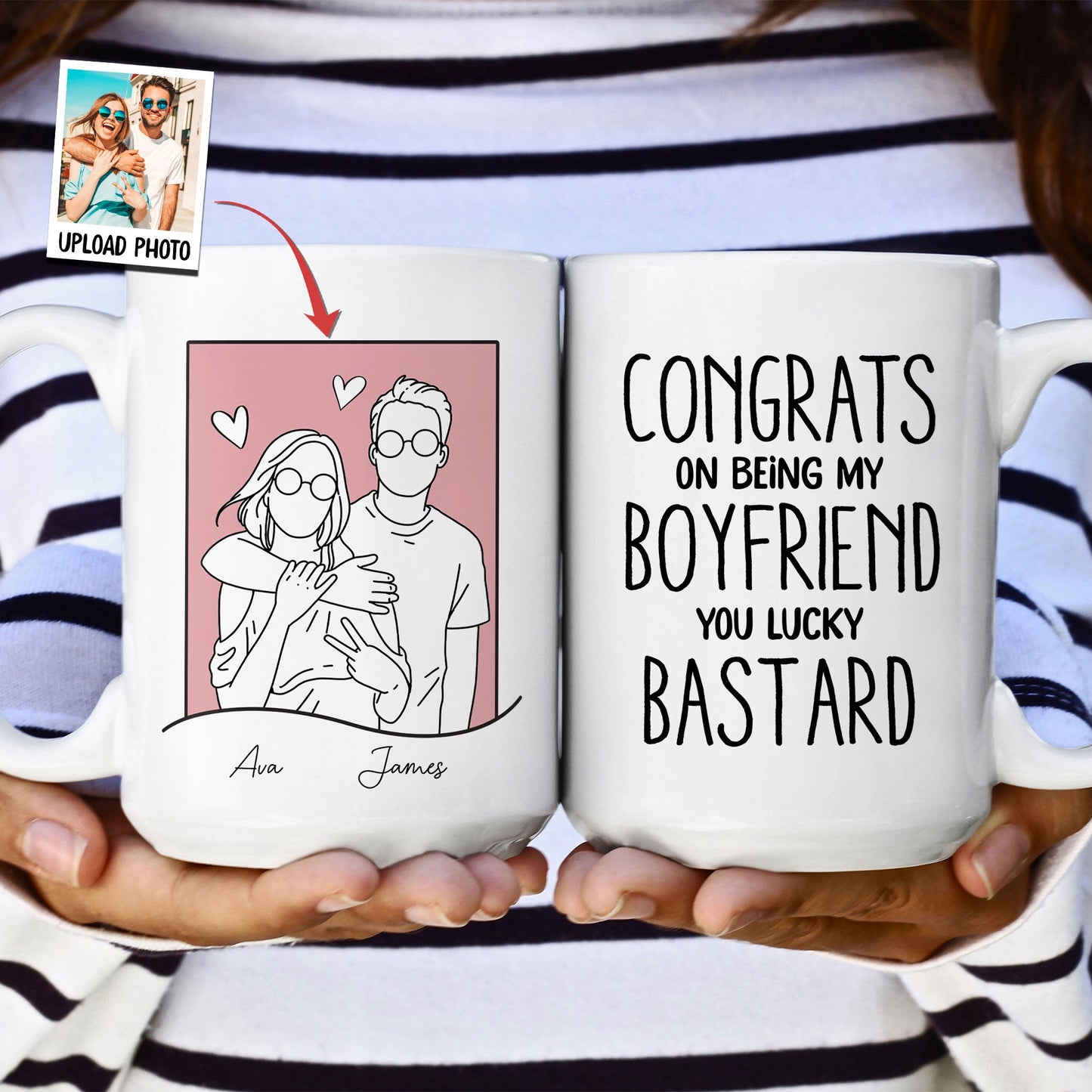 Congrats On Being My Boyfriend Line Art - Personalized Mug