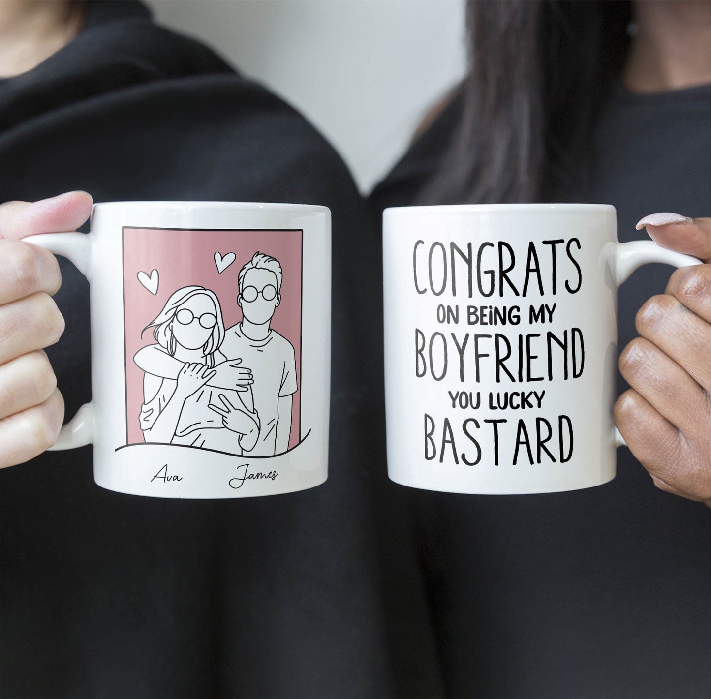 Congrats On Being My Boyfriend Line Art - Personalized Mug