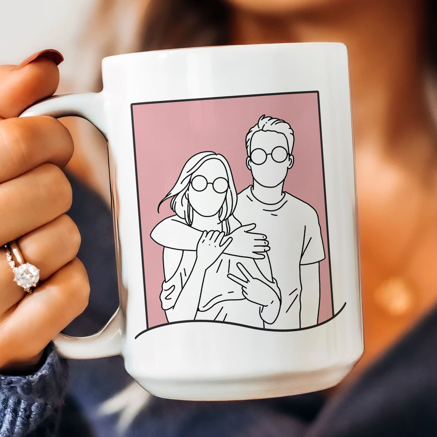 Congrats On Being My Boyfriend Line Art - Personalized Mug