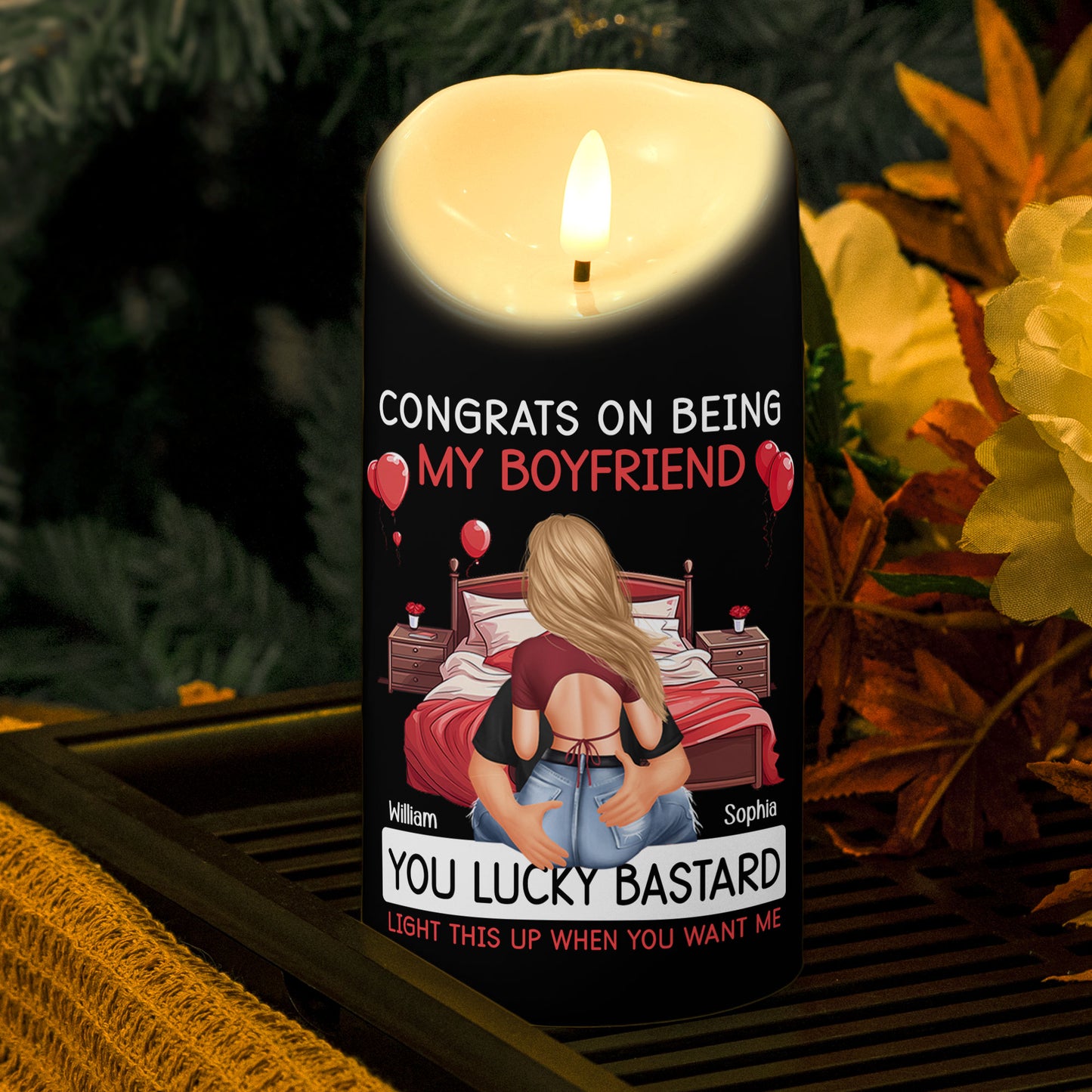 Congrats On Being My Boyfriend - Personalized LED Candle