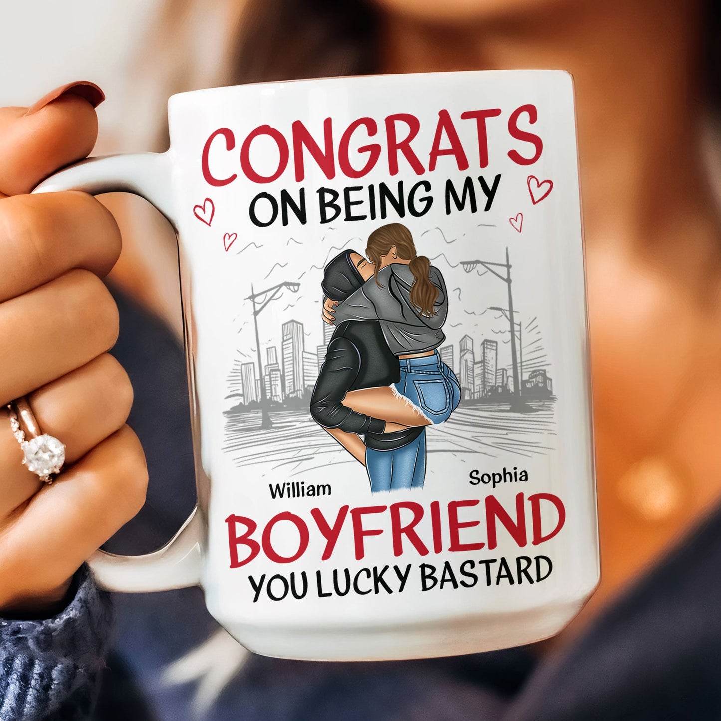 Congrats On Being My Boyfriend/Husband You Lucky - Personalized Mug