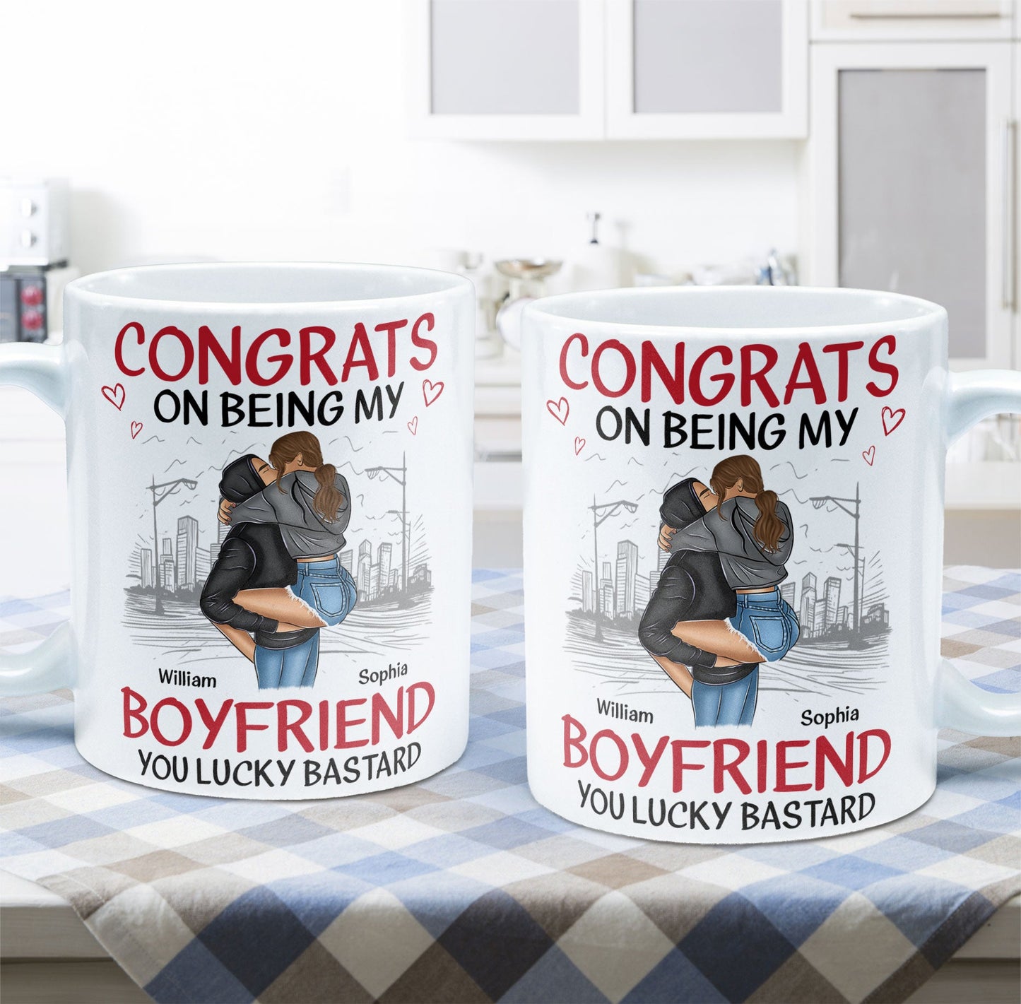 Congrats On Being My Boyfriend - Couple Personalized Custom Mug