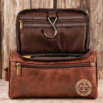 Congrats On Being My Brother - Personalized Leather Toiletry Bag