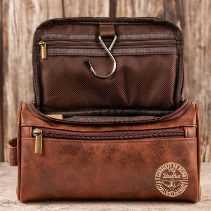 Congrats On Being My Brother - Personalized Leather Toiletry Bag