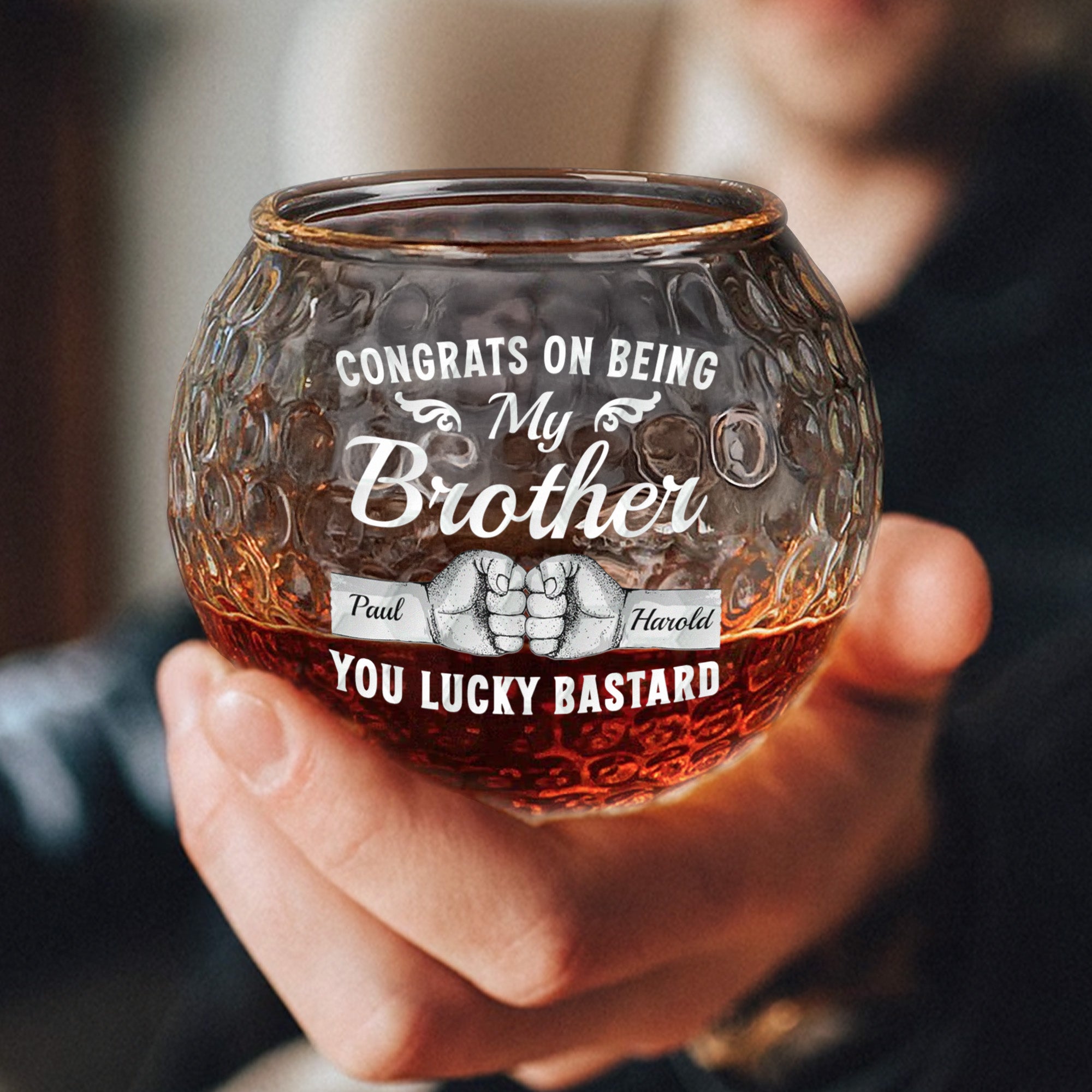 Congrats On Being My Brother You Lucky Bastard - Personalized Golf Whiskey Glass